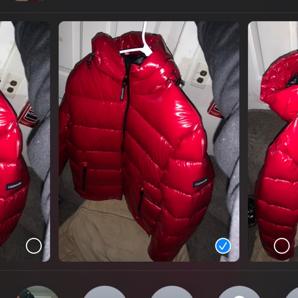 Brand New Shiny Red Calvin Klein Bubble Jacket LRG